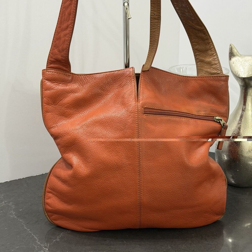 J.P. Ourse & Cie Leather Shoulder Bag Cognac Pebbled Leather Made in Bolivia Y2K